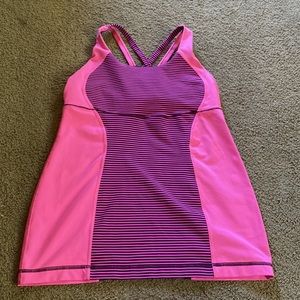 Lululemon Energy Tank Hyper Stripe Raspberry Glow Light Plum sz 6 or 8
